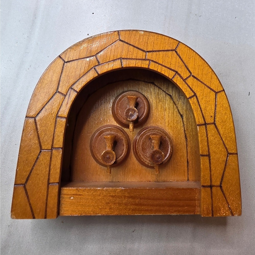Vintage Soviet Wood Carved Wine Cellar Wall Plaque Mukachevo USSR 1970s Folk A5